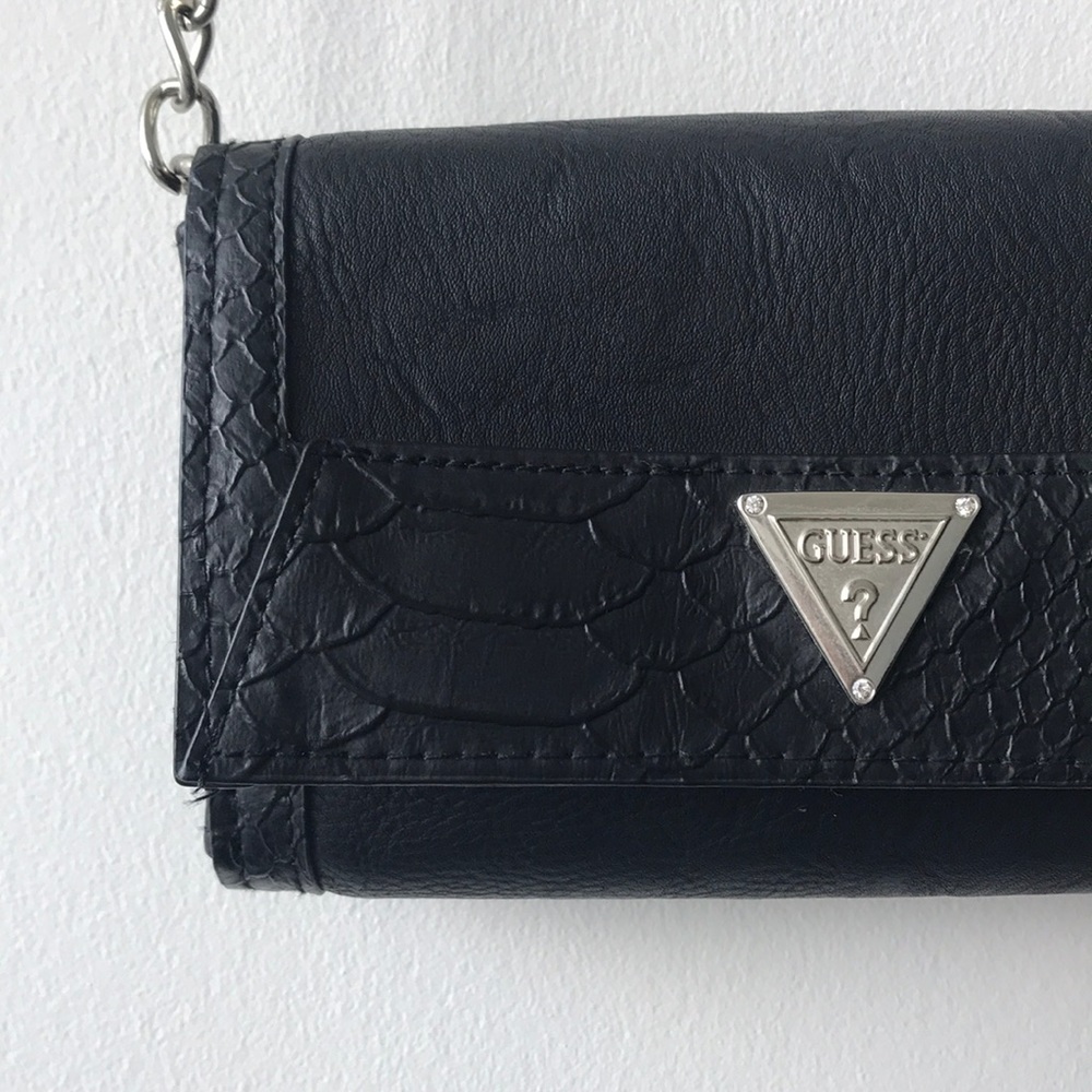 Snake Skin Faux Black Leather Mini Cross Body Bag - Picture 2 of 8